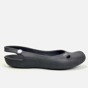 Crocs 'Olivia' Slingback Women's 11 Ballet Flat Jewel Accent Black Comfort Shoe